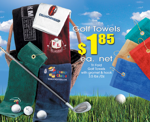 Velour Cotton Golf Towels custom embroidered 3 ply tri folded